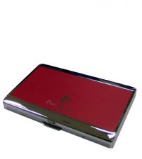 Портсигар Pierre Cardin, сплав цинка, покрытие хром + матовый красный лак, расчитан на 7 стандартных сигарет