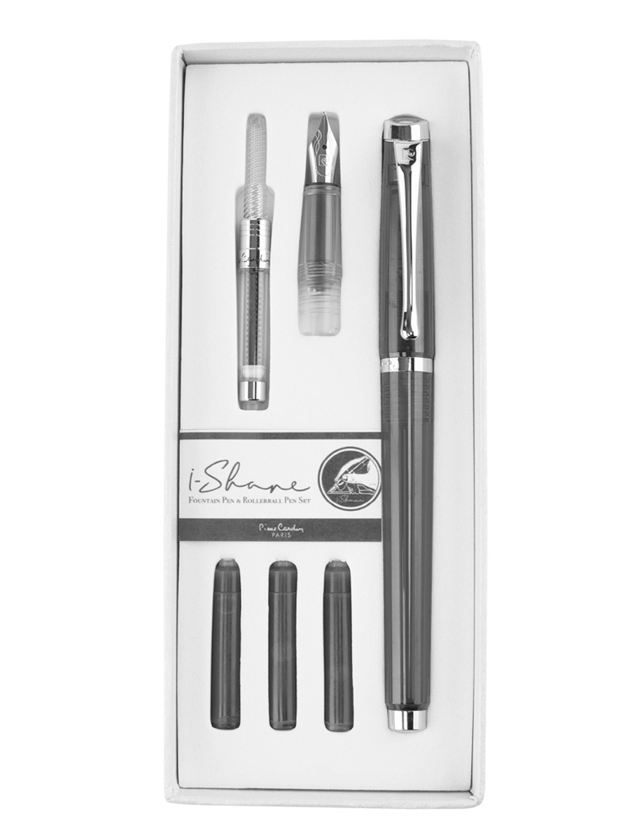 Набор I-SHARE: ручка - роллер + сменная насадка с пером + конвертер + чернила PIERRE CARDIN