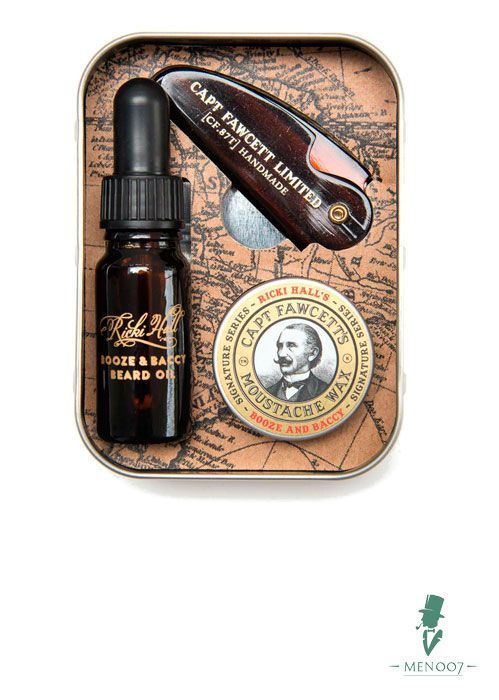 Подарочный набор для бороды и усов Captain Fawcett Ricki Hall Booze & Baccy Grooming Survival Kit