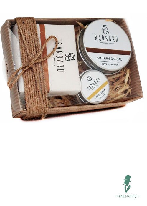 Подарочный набор для бородача из воска для усов, крема-бальзама и матирующего мыла для бороды Barbaro Set №8