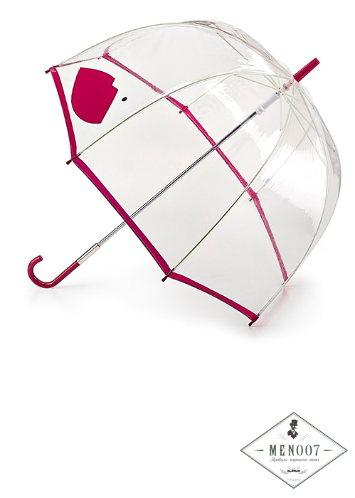 Прозрачный зонт-трость «Пурпурные губы», механика, Lulu Guinness, Birdcage, Fulton L719-3180