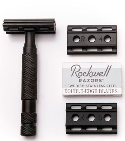 Т-образная бритва Rockwell 6S, нержавеющая сталь, черная