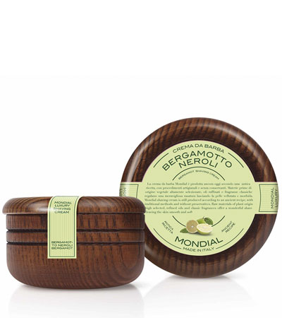 Крем для бритья Mondial "BERGAMOTTO NEROLI" с ароматом бергамота и нероли, деревянная чаша, 140 мл