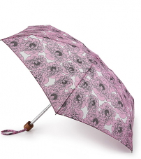 Суперкомпактный розовый женский зонт «Цветы», механика, Tiny, Fulton L501-3160