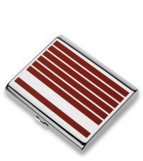Портсигар Pierre Cardin, сплав цинка, покрытие хром + матовый красно-оранжевый лак, расчитан на 20 стандартных сигарет