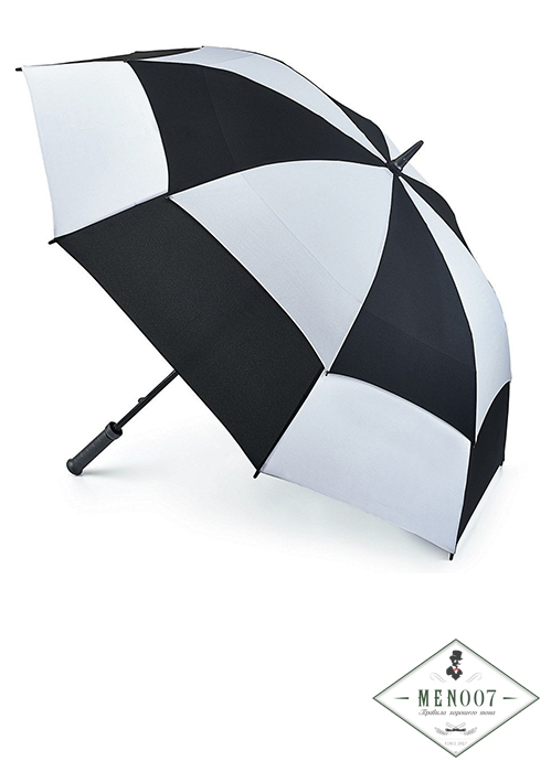 Мужской зонт-гольфер с двойным куполом «Черный-белый», механика,S669-2986 Stormshield, Fulton
