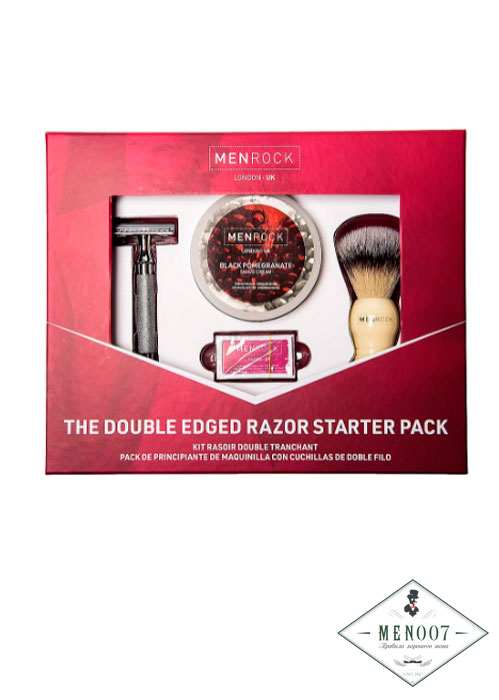 Подарочный набор для бритья Men Rock Double Edged Razor Starter Pack Black Pomegranate