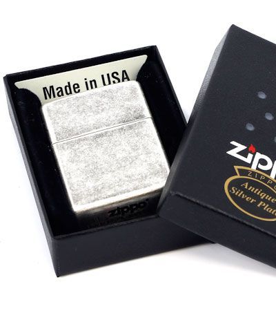 Зажигалка ZIPPO Classic с покрытием ™Plate, латунь/сталь, серебристая, матовая, 36х12x56 мм