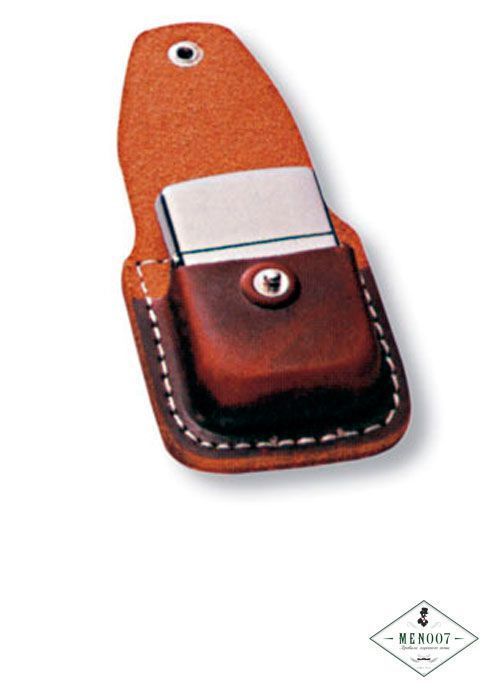Чехол Zippo для зажигалки, кожа с металлическим фиксатором на ремень, коричневый, 57х30x75 мм
