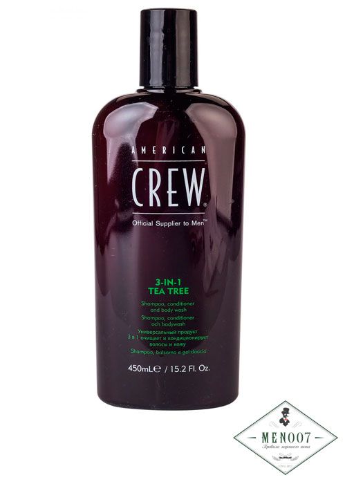 Шампунь, кондиционер и гель для душа American Crew Tea Tree 3в1 -450мл.