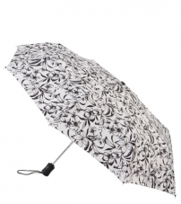 Женский зонт «Цветы» в черно-белой гамме, автомат, open&close, Fulton J346-2298