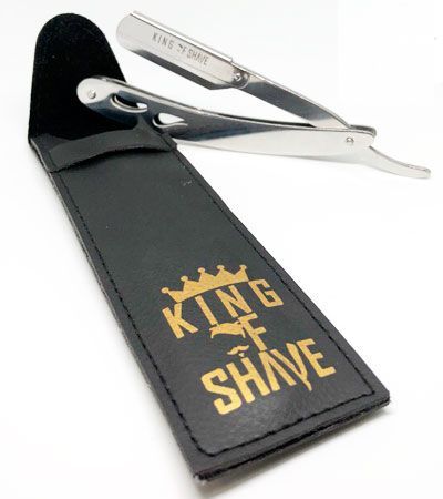 Шаветта для бритья в кожаном чехле King Of Shave Chrome II