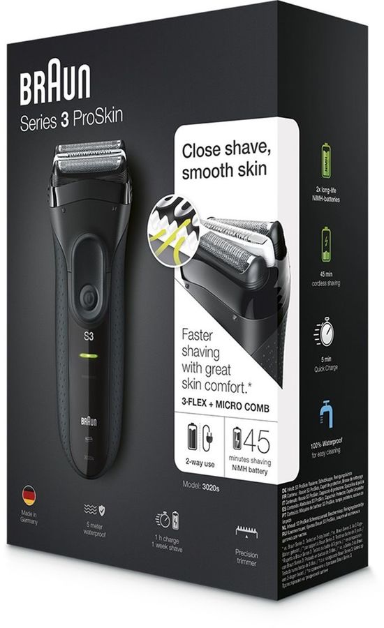 Электробритва BRAUN Series 3 3020s B3CM, черный и белый