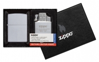 Подарочный набор: зажигалка Satin Chrome™ и газовый вставной блок с двойным пламенем ZIPPO 205-090201