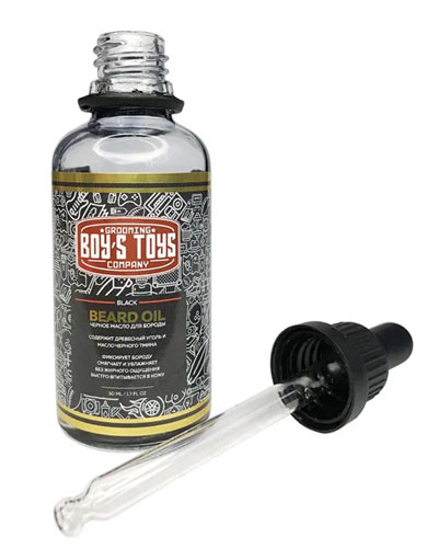 Чёрное масло для бороды Boy's Toys «Black Beard Oil» с содержанием Древесного угля и Масла чёрного тмина, 50 мл