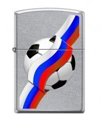Зажигалка ZIPPO Российский футбол с покрытием Street Chrome™, латунь/сталь, серебристая, матовая, 36x12x56 мм