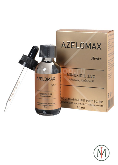 Лосьон для роста волос и бороды Азеломакс актив 3.5% -60мл.