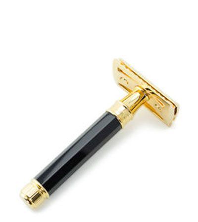 T-образный станок для бритья, черная смола, золото Edwin Jagger DE86811GBL