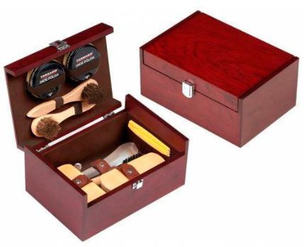 Подарочный набор для ухода за обувью Tarrago, в деревянном ящике. (10 предметов.)