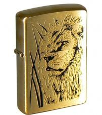 Зажигалка ZIPPO Proud Lion, с покрытием Brushed Brass, латунь/сталь, золотистая, матовая, 36x12x56 мм