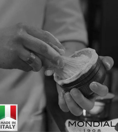 Крем для бритья Mondial "MANDORLA" с ароматом миндаля, деревянная чаша, 140 мл