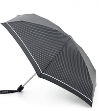 Суперкомпактный черный женский зонт «Полоски», механика, Tiny, Fulton L501-2248
