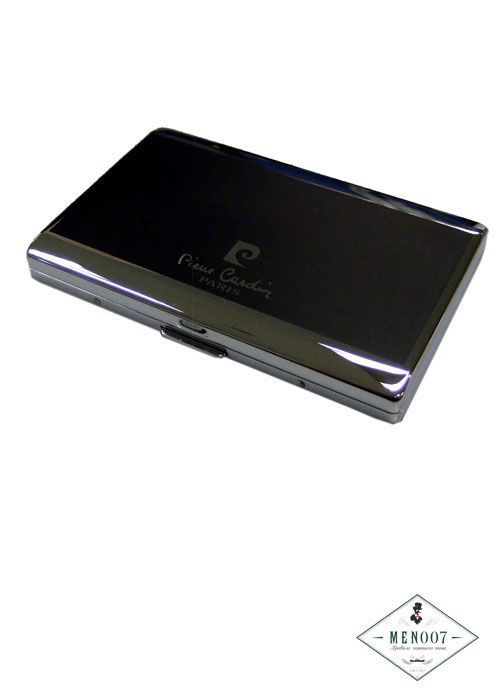 Портсигар Pierre Cardin, сплав цинка, покрытие хром + матовый черный лак, расчитан на 7 стандартных сигарет
