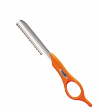 Короткая филировочная бритва для стрижки волос Feather Styling Razor SRS-R оранжевого цвета