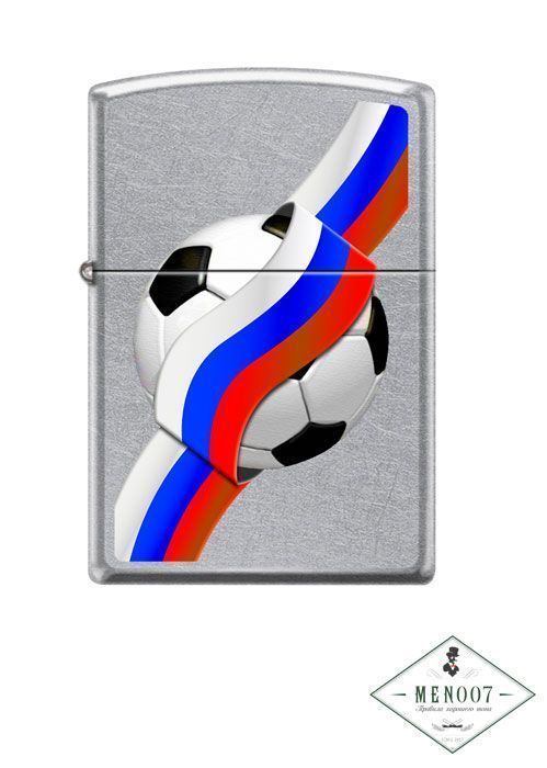 Зажигалка ZIPPO Российский футбол с покрытием Street Chrome™, латунь/сталь, серебристая, матовая, 36x12x56 мм