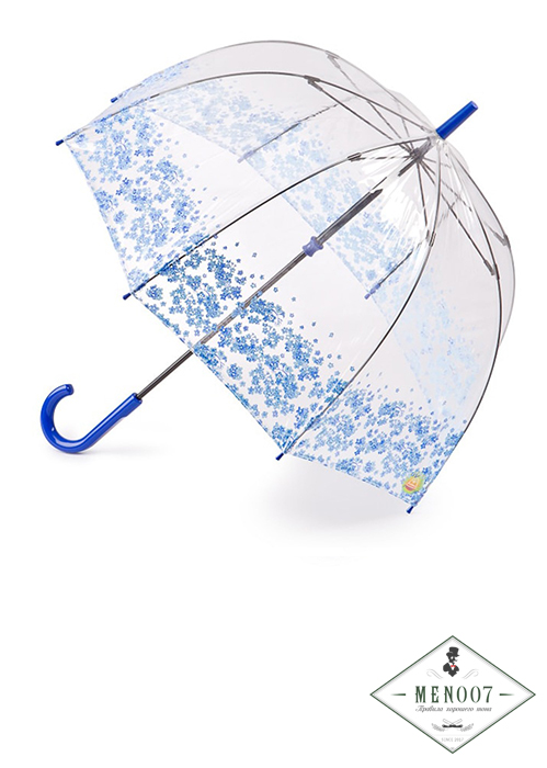 Зонт женский трость Fulton L787-3017 BlueDitsyBorder (Бордюр)