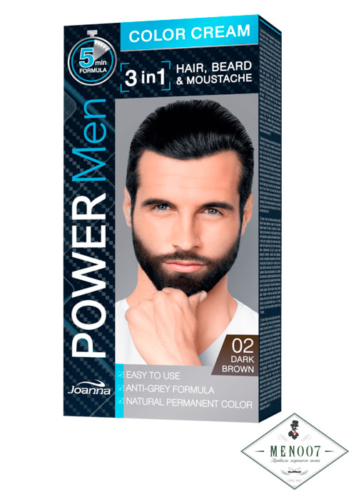 Стойкая краска для бороды, усов и волос Joanna Power Man Color (Dr.Brown)