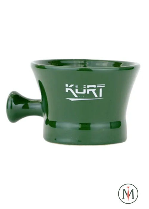 Чаша керамическая для бритья с ручкой зелёная, KURT K_40034