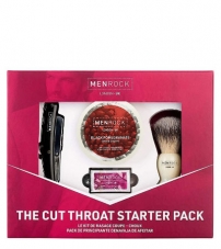 Подарочный набор для бритья Men Rock Cut Throat Shavette Starter Pack Black Pomegranate (razor/1pcs + brush/1pcs + blades/5pcs + sh/cr/100ml)