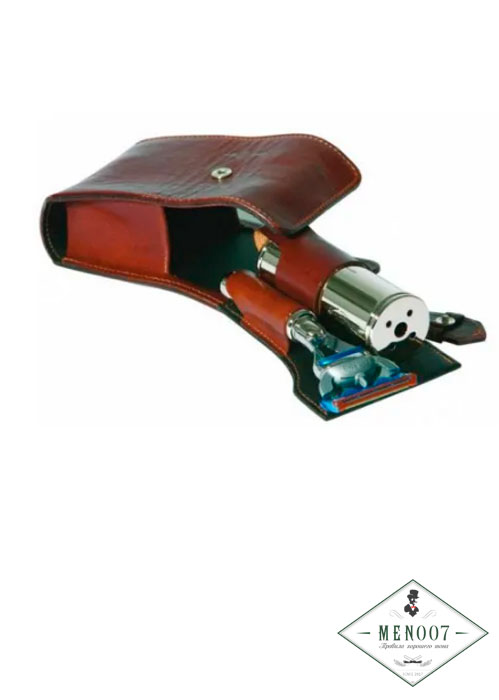 Дорожный набор (бритва Fusion, cкладной помазок из барсучего ворса Pure и кожанный чехол коричневого цвета с магнитной застежкой) EJRT2F