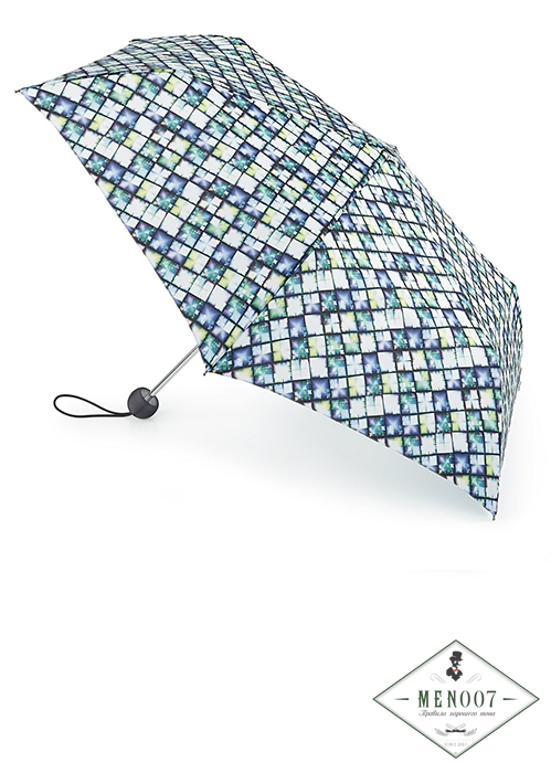Легкий зонт с круглой рукоятью «Мозаика», механика, Superslim, Fulton L553-2622