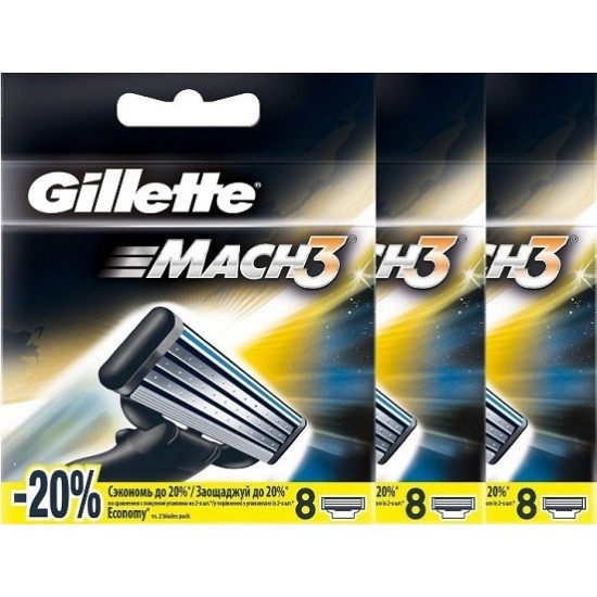 Gillette Mach3 сменные кассеты (24 шт)
