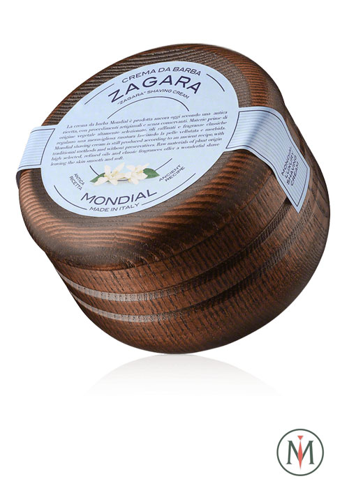 Крем для бритья Mondial "ZAGARA" с ароматом флёрдоранжа, деревянная чаша, 140 мл