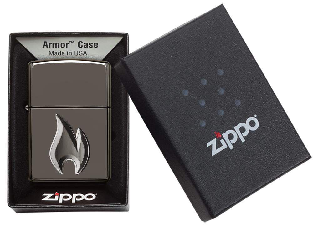 Зажигалка Armor™ High Polish Black Ice® Flame Design ZIPPO 29928