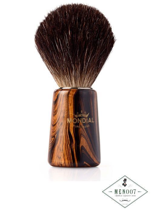 Помазок для бритья Mondial, дерево, ворс барсука, рукоять - цвет древесина