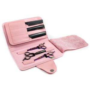 Чехол для инструментов - парикмахерских ножниц(11 предметный) розовый