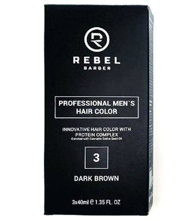 Профессиональная мужская краска для волос REBEL BARBER Dark Brown (3) 3 х 40 мл