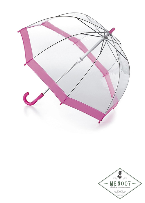 Прозрачный детский зонт с окантовкой розового цвета, механика, Funbrella, Fulton C603-022