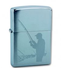 Зажигалка ZIPPO Fisherman, с покрытием Brushed Chrome, латунь/сталь, серебристая, матовая, 36x12x56 мм