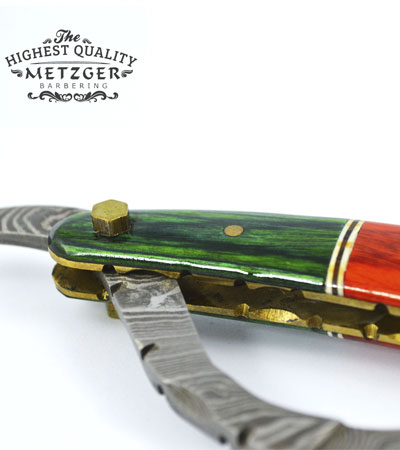 Опасная бритва из дамасской стали Metzger Orange/Green wood Damascus steel Dr-14350