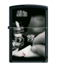 Зажигалка ZIPPO All In с покрытием Black Matte, латунь/сталь, чёрная, матовая, 36x12x56 мм