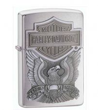 Зажигалка ZIPPO Harley-Davidson®, с покрытием Brushed Chrome, латунь/сталь, серебристая, 36x12x56 мм