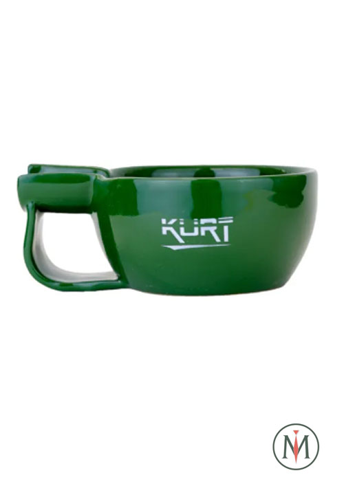 Чаша керамическая для бритья с ручкой зелёного цвета, KURT K_40041