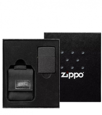 Подарочный набор: зажигалка Black Crackle® и чёрный нейлоновый чехол ZIPPO 49402
