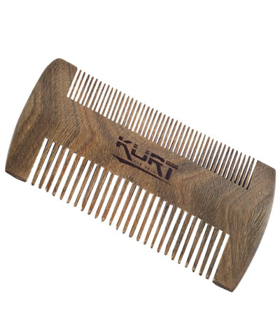 Гребень из дерева для волос бороды KURT K_50008 (Cандал)