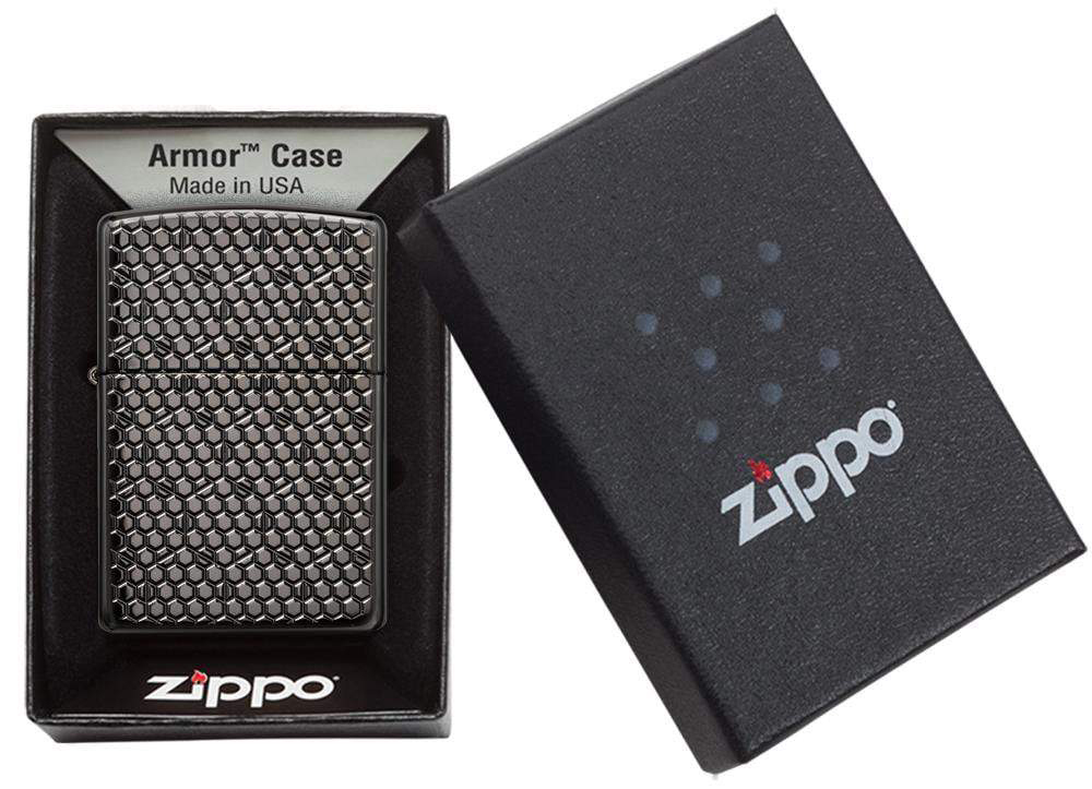 Зажигалка Armor™ Black Ice® Hexagon Design ZIPPO 49021